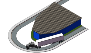 Perspectiva inicial curva carreta 19 metros