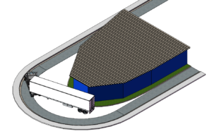 Perspectiva intermediária curva carreta 19 metros