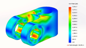 Simulação de limite de escoamento do material força axial